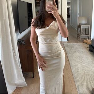 Zara Cream Cowl Neck Midi Slip Dress